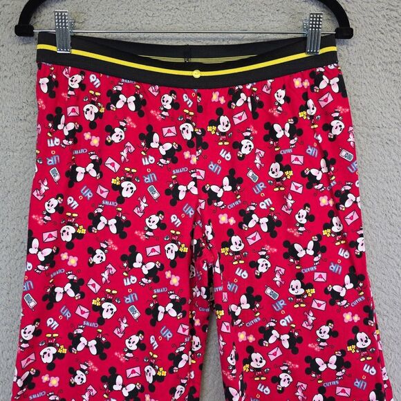 Disney Cuties Pajama Pants Womens M Red Kawaii Mickey Minnie Mouse Cartoon Sleep - Picture 2 of 14